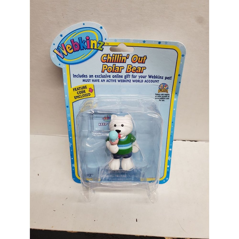 RARE Ganz Webkinz Chillin' Out Polar Bear Plastic Figure with code - New in pack